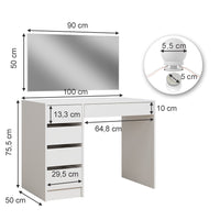 Vicco Tavolo da toilette Bianco 100 cm con illuminazione a LED