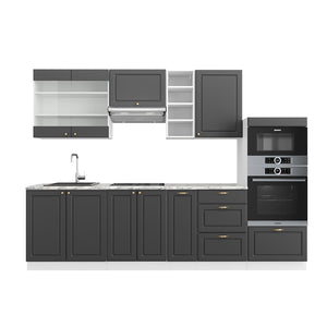 Vicco Cucina componibile Antracite casa di campagna/bianco 280 cm senza piano di lavoro