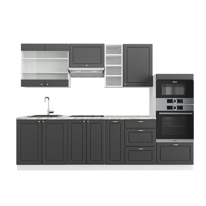 Vicco Cucina componibile Antracite-Oro/Bianco 280 cm , PL Marmo