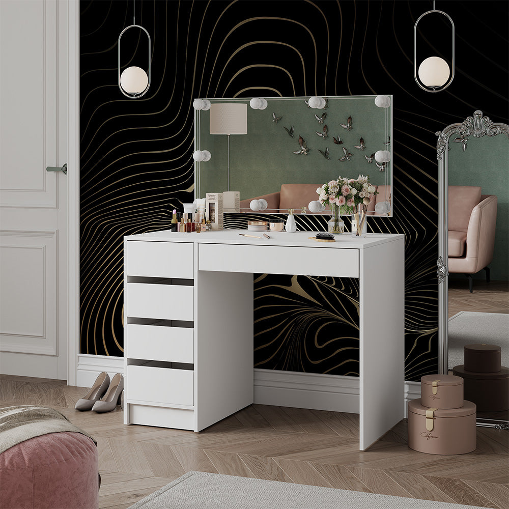 Vicco Tavolo da toilette Bianco 100 cm con illuminazione a LED