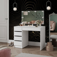 Vicco Tavolo da toilette Bianco 100 cm con illuminazione a LED