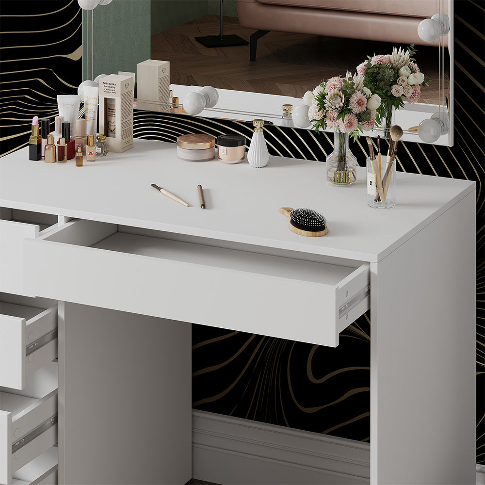 Vicco Tavolo da toilette Bianco 100 cm con illuminazione a LED