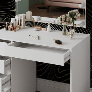 Vicco Tavolo da toilette Bianco 100 cm con illuminazione a LED