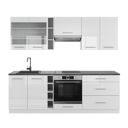 Vicco Cucina componibile Bianco lucido/bianco 235 cm senza piano di lavoro