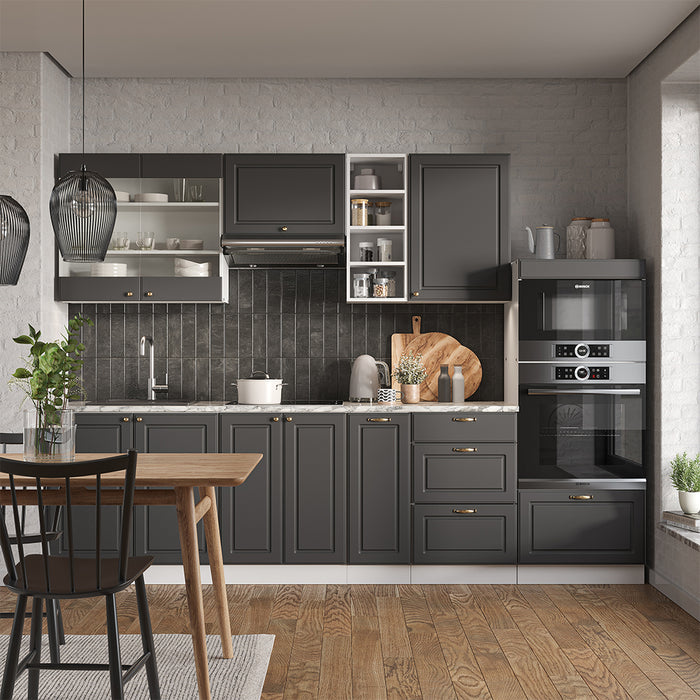 Vicco Cucina componibile Antracite-Oro/Bianco 280 cm , PL Marmo