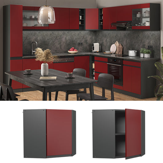 Vicco Mobile angolare da cucina Rosso 57 cm Forma a J