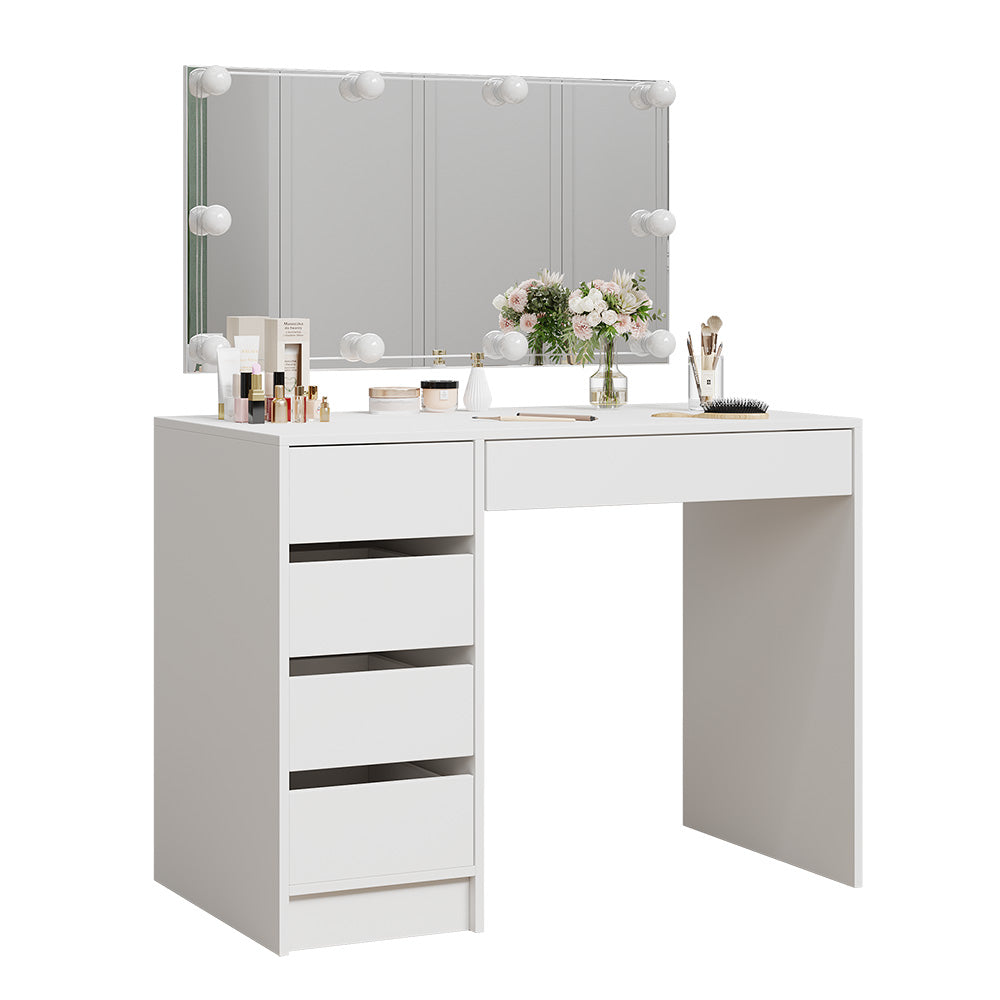 Vicco Tavolo da toilette Bianco 100 cm con illuminazione a LED