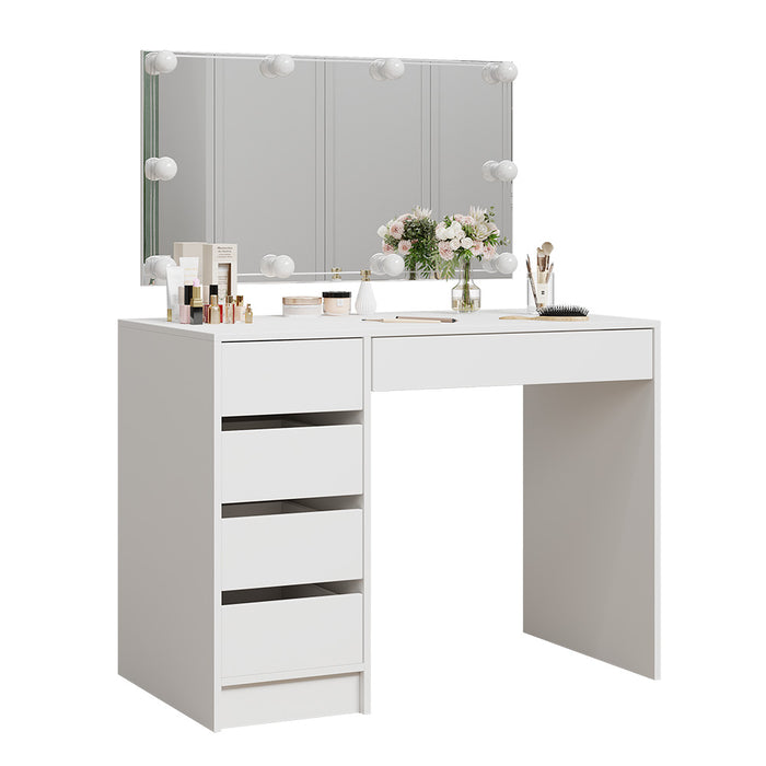 Vicco Tavolo da toilette Bianco 100 cm con illuminazione a LED