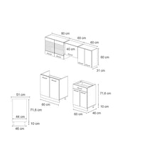 Vicco Cucina componibile Nero lucido/bianco 200 cm , PL Antracite