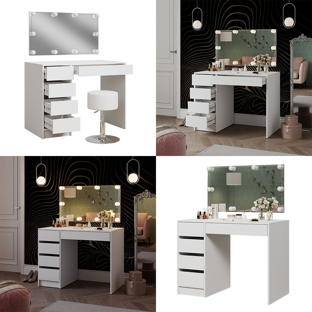 Vicco Tavolo da toilette Bianco 100 cm con illuminazione a LED