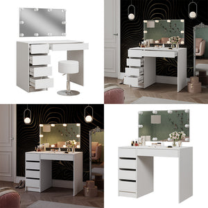 Vicco Tavolo da toilette Bianco 100 cm con illuminazione a LED