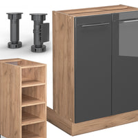 Vicco Isola cucina Antracite lucido/oro power oak 90 cm senza piano di lavoro