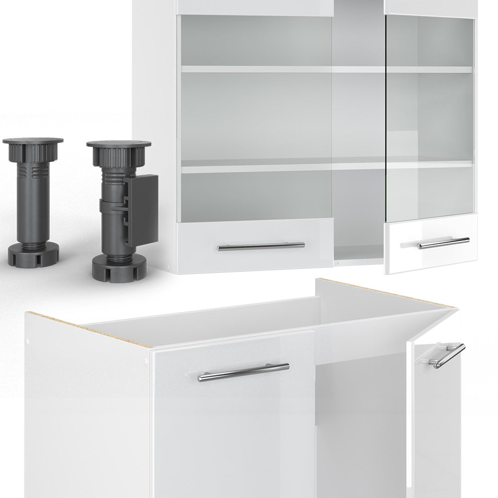 Vicco Cucina componibile Bianco lucido/bianco 235 cm senza piano di lavoro