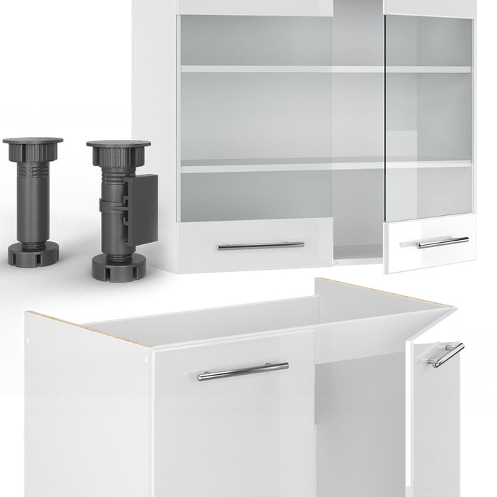 Vicco Cucina componibile Bianco lucido/bianco 235 cm senza piano di lavoro