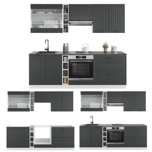 Vicco Cucina componibile Antracite casa di campagna/bianco 235 cm , PL Marmo