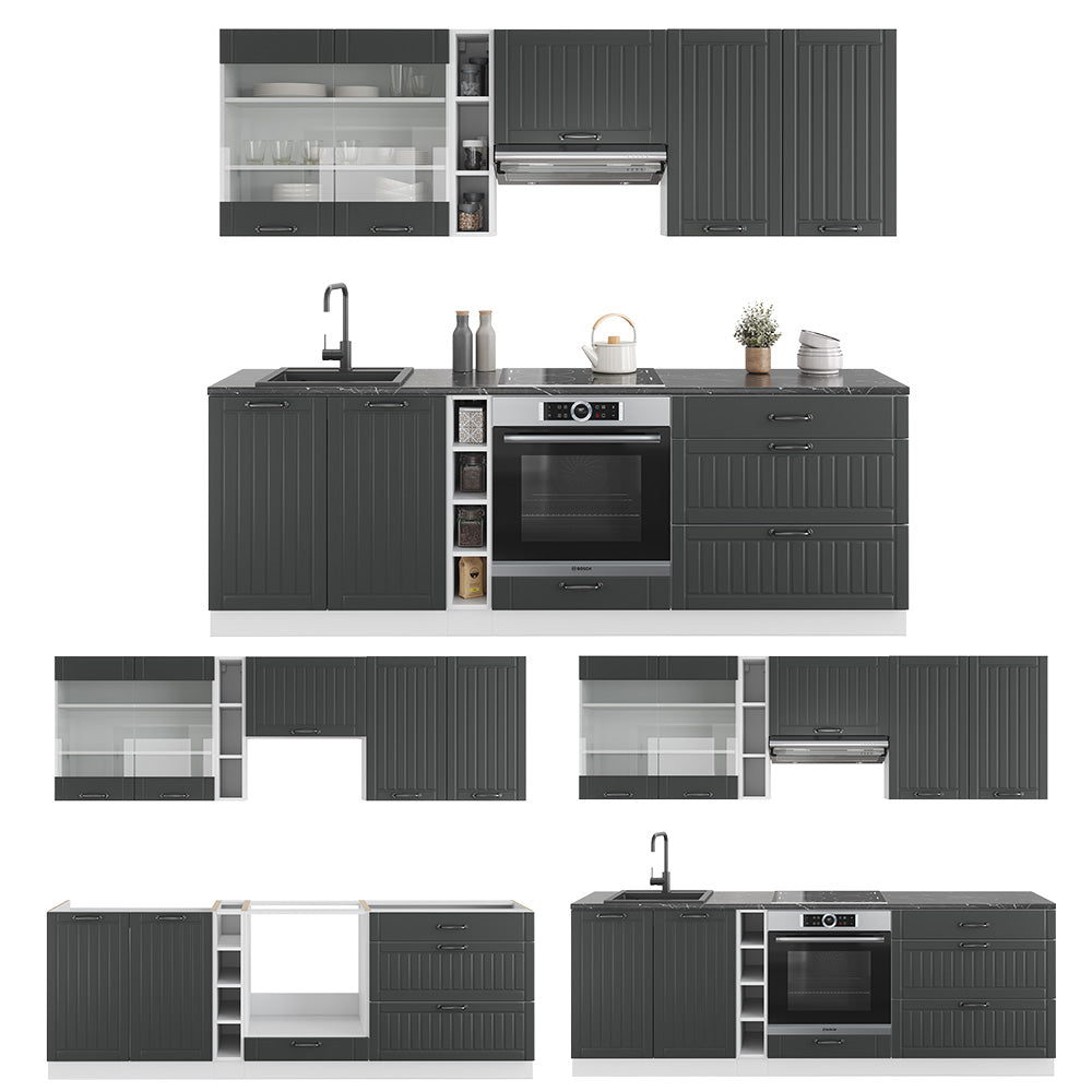 Vicco Cucina componibile Antracite casa di campagna/bianco 235 cm , PL Rovere