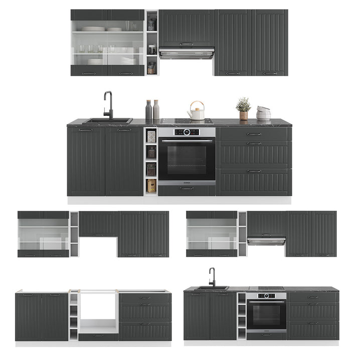 Vicco Cucina componibile Antracite casa di campagna/bianco 235 cm , PL Rovere