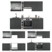 Vicco Cucina componibile Antracite casa di campagna/bianco 235 cm senza piano di lavoro