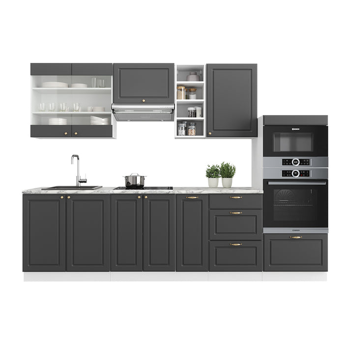 Vicco Cucina componibile Antracite casa di campagna/bianco 280 cm senza piano di lavoro