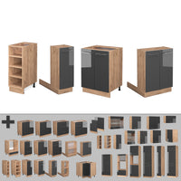 Vicco Isola cucina Antracite lucido/oro power oak 90 cm senza piano di lavoro