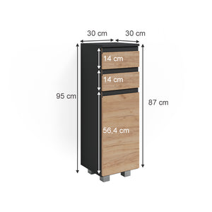 Vicco Mobiletto bagno Grigio 30 x 95 cm