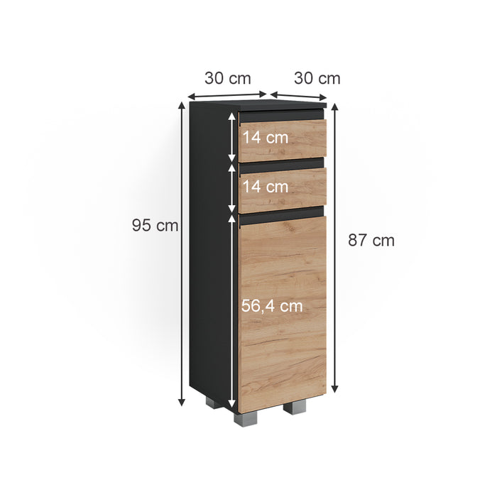 Vicco Mobiletto bagno Grigio 30 x 95 cm