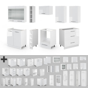 Vicco Cucina componibile Bianco lucido/bianco 235 cm , PL Marmo