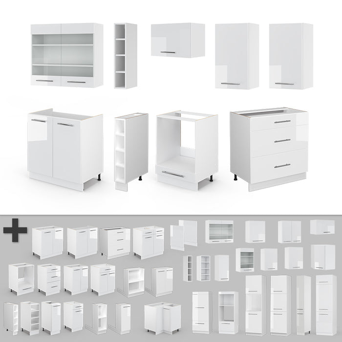 Vicco Cucina componibile Bianco lucido/bianco 235 cm , PL Rovere