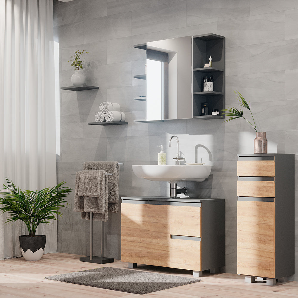 Vicco Mobiletto bagno Grigio 30 x 95 cm