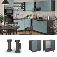 Vicco Mobile ad angolo cucina Grigio-blu 86 cm PL Marmo
