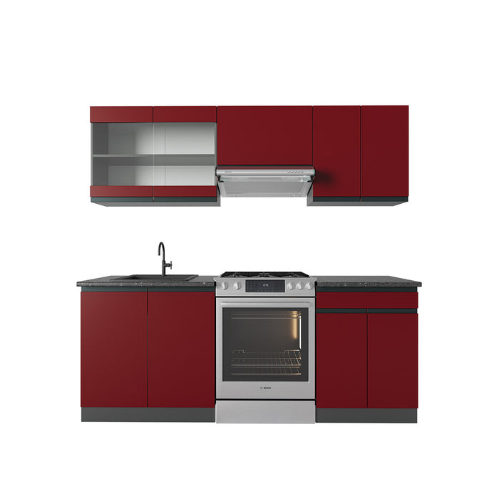 Vicco Cucina componibile Rosso/antracite 200 cm , PL Antracite