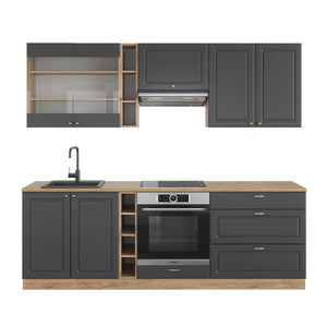 Vicco Cucina componibile Antracite Country House/oro Kraft Oak 235 cm , PL Rovere