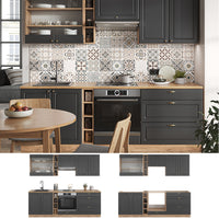 Vicco Cucina componibile Antracite Country House/oro Kraft Oak 235 cm , PL Antracite