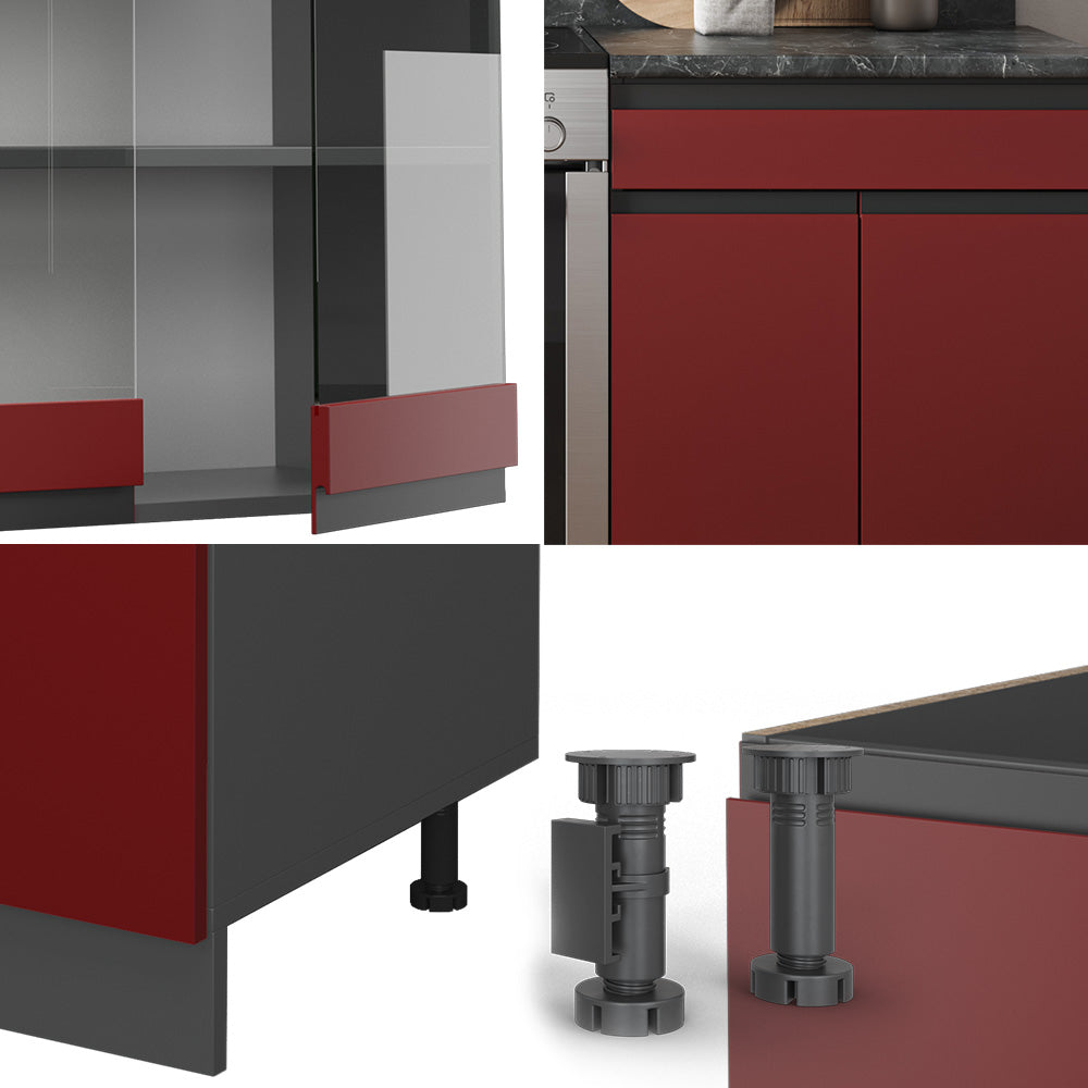 Vicco Cucina componibile Rosso/antracite 200 cm , PL Rovere