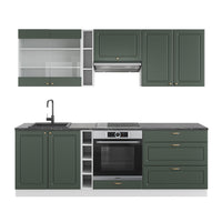 Vicco Cucina componibile Verde-oro Country House/Bianco 235 cm senza piano di lavoro