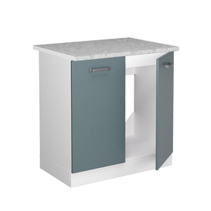 Vicco Base per lavello Grigio-blu 80 cm con ante, con piano di lavoro