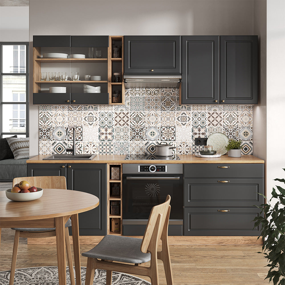 Vicco Cucina componibile Antracite Country House/oro Kraft Oak 235 cm , PL Rovere