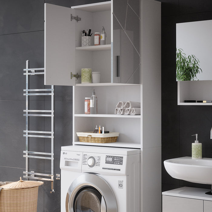 Vicco Mobiletto per lavatrice Bianco lucido 64 x 190.5 cm