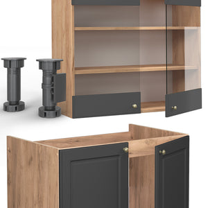 Vicco Cucina componibile Antracite Country House/oro Kraft Oak 235 cm , PL Marmo