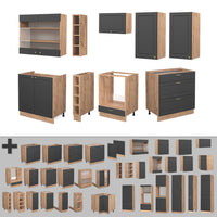 Vicco Cucina componibile Antracite Country House/oro Kraft Oak 235 cm , PL Antracite