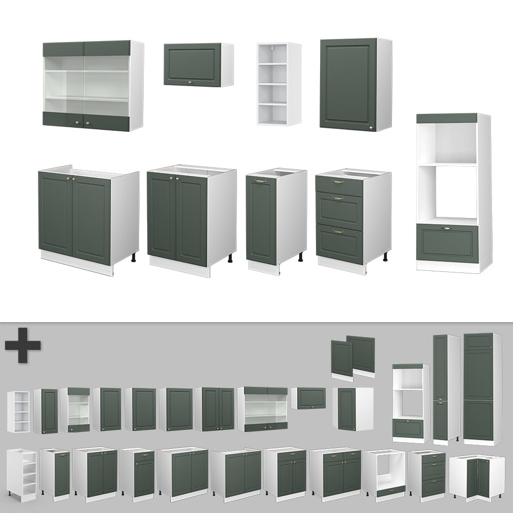 Vicco Cucina componibile Verde-oro Country House/Bianco 280 cm , PL Antracite