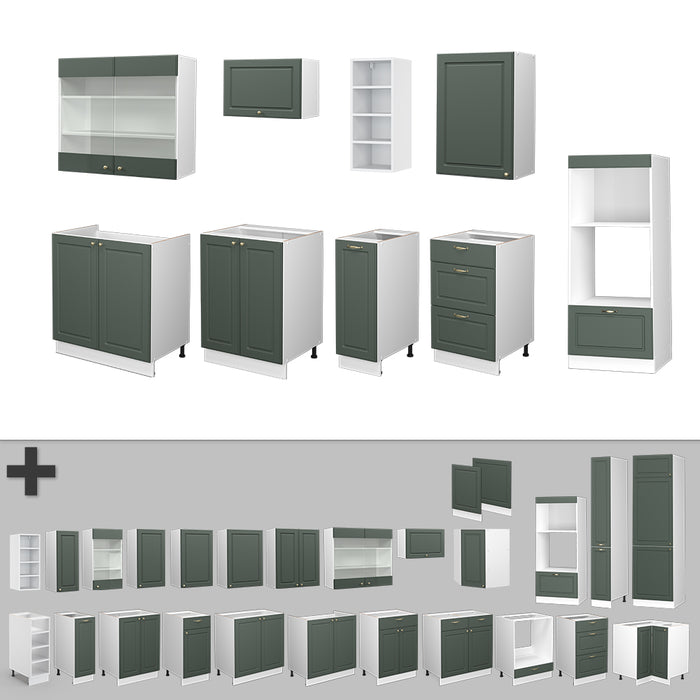 Vicco Cucina componibile Verde-oro Country House/Bianco 280 cm , PL Antracite