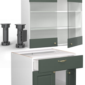 Vicco Cucina componibile Verde-oro Country House/Bianco 235 cm , PL Rovere