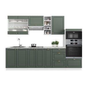 Vicco Cucina componibile Verde-oro Country House/Bianco 280 cm senza piano di lavoro