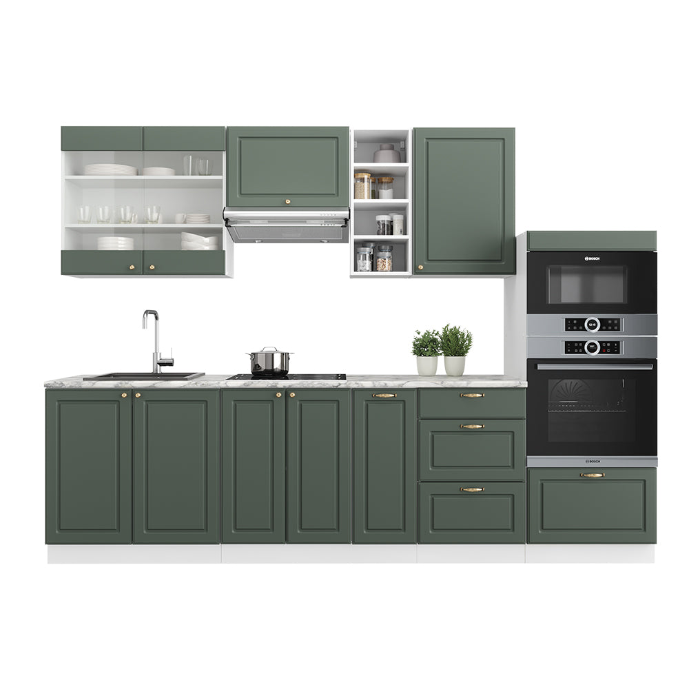 Vicco Cucina componibile Verde-oro Country House/Bianco 280 cm , PL Rovere