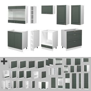 Vicco Cucina componibile Verde-oro Country House/Bianco 235 cm senza piano di lavoro