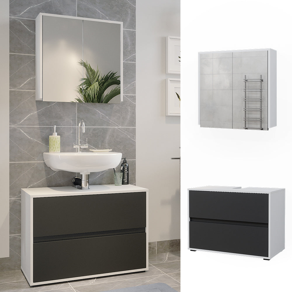 Vicco Set di mobili da bagno Bianco/antracite 2 parti
