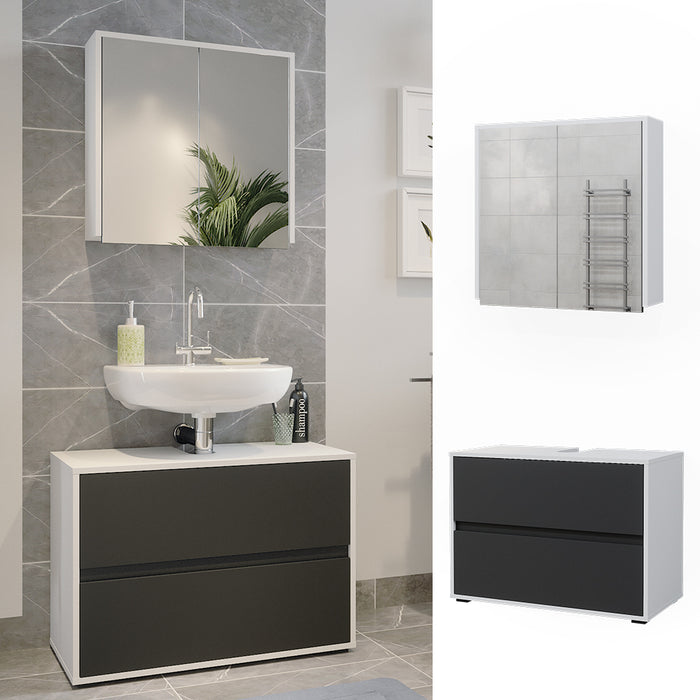 Vicco Set di mobili da bagno Bianco/antracite 2 parti