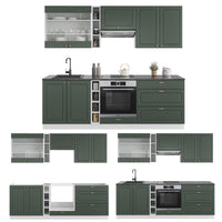 Vicco Cucina componibile Verde-oro Country House/Bianco 235 cm , PL Antracite