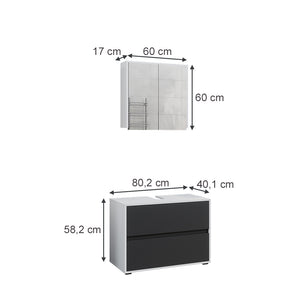 Vicco Set di mobili da bagno Bianco/antracite 2 parti